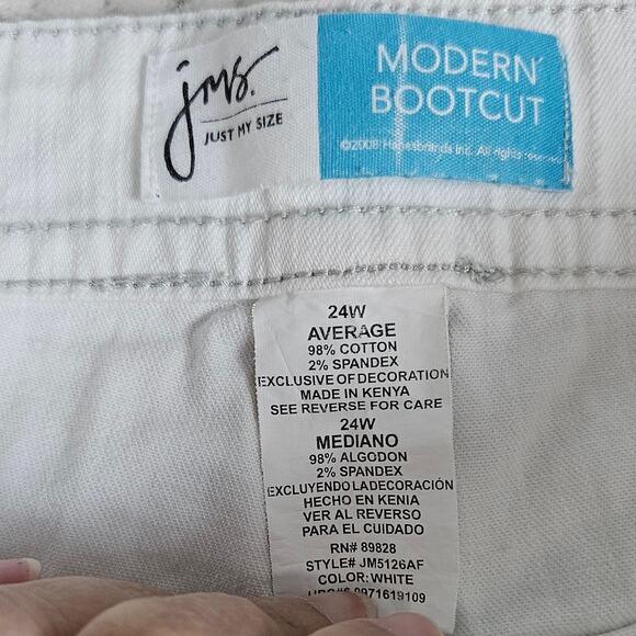 Womens Just My Size White Modern Bootcut Jeans Plus Sz 24W Average Stretch Denim - Picture 2 of 8